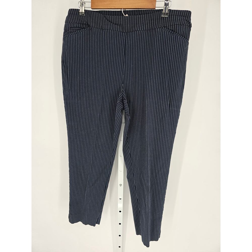 Chico's Women's High Rise Blue Elastic Waist Straight Leg Pockets Pant Size 3R